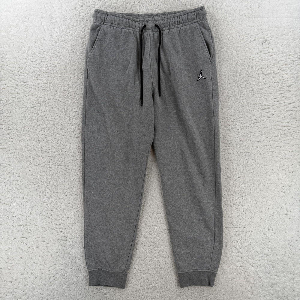 Air Jordan Sweatpants Mens Large Gray Fleece Jogger Pants ElasticDQ7340-091